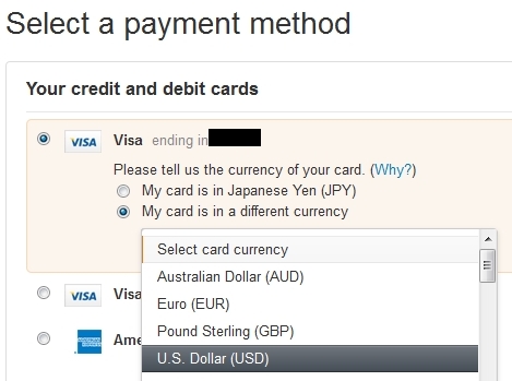 Amazon Currency Converter creditcard change