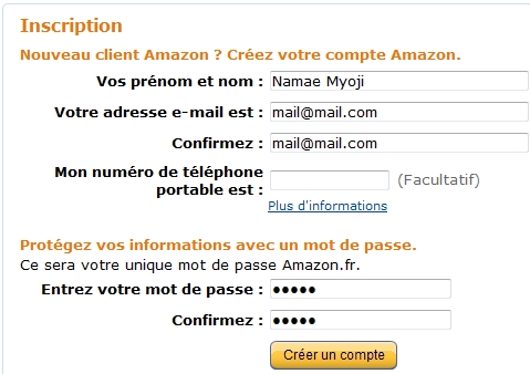 Inscription Nouveau client Amazon ? Créez votre compte Amazon.