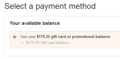 payment method gift card